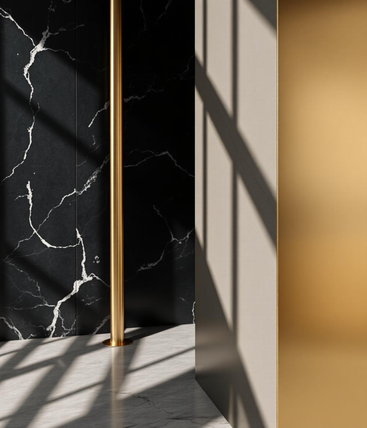 Brass and dark marble architectural detail